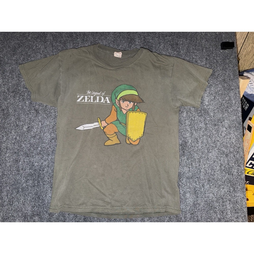 Vintage Y2K Zelda Video Game Delta Pro Weight Style Green T Shirt Size M gamer